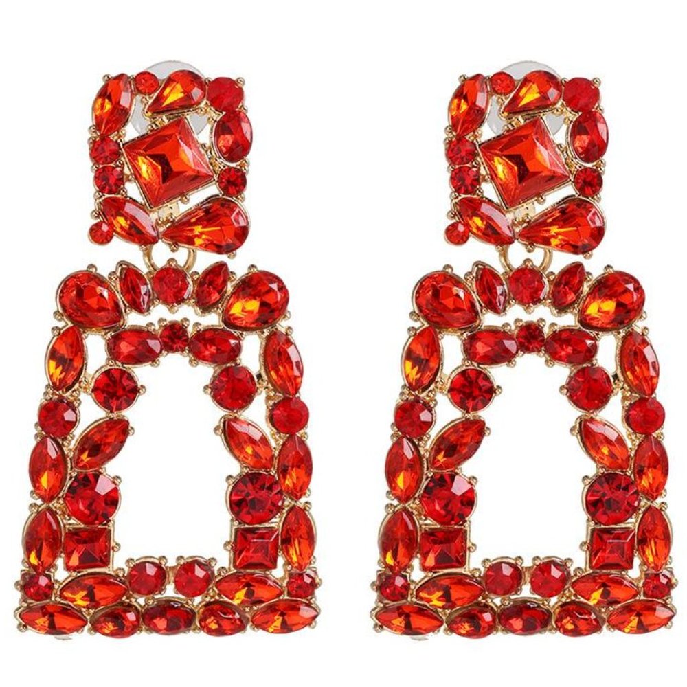 Trending Geometric Color Diamond Earrings